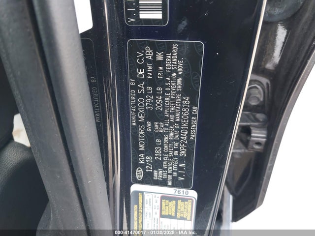 3KPF24AD1KE068184 KIA Forte Lxs