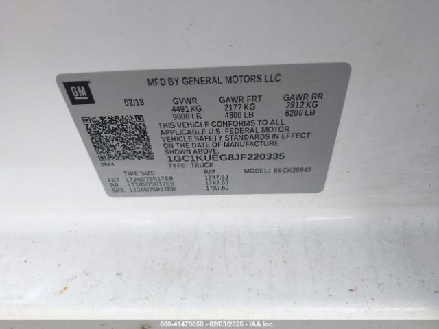 1GC1KUEG8JF220335 Chevrolet Silverado 2500hd Wt