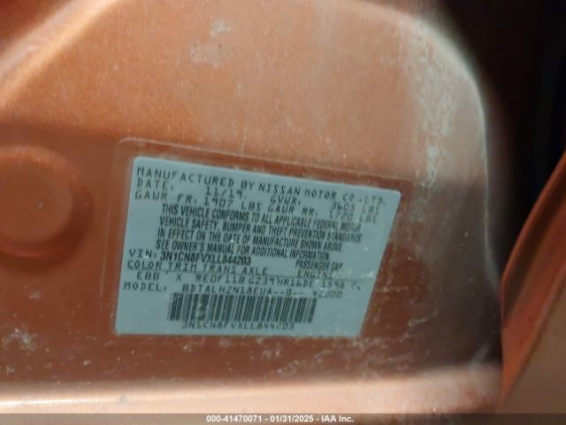 3N1CN8FVXLL844203 Nissan Versa Sr Xtronic Cvt
