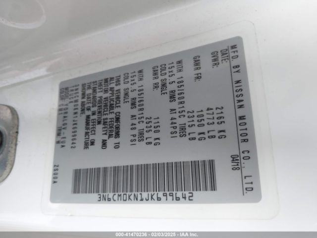 3N6CM0KN1JK699642 Nissan NV200 SV