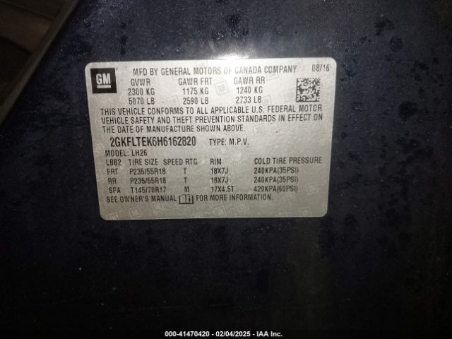 2GKFLTEK6H6162820 GMC Terrain Sle-2