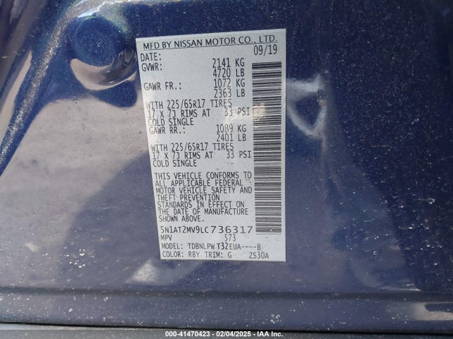 5N1AT2MV9LC736317 Nissan Rogue S Intelligent Awd