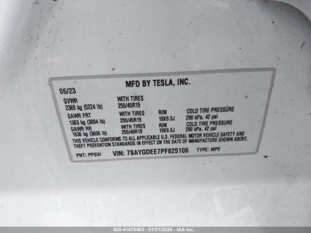 7SAYGDEE7PF825106 Tesla Model Y Awd/long Range Dual Motor All-wheel Drive