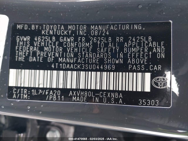 Toyota CAMRY LE 2025 4T1DAACK3SU044969 Image 9