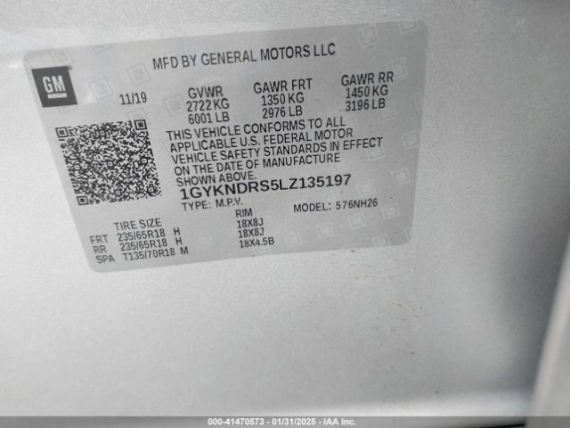 1GYKNDRS5LZ135197 Cadillac Xt5 Awd Premium Luxury