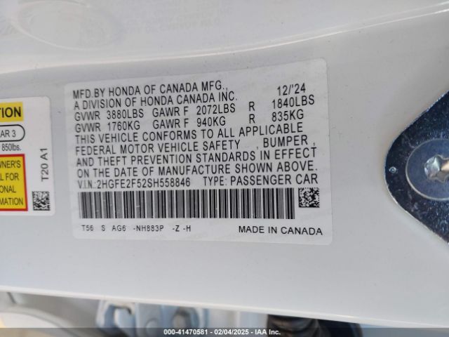 2HGFE2F52SH558846 Honda Civic Sport