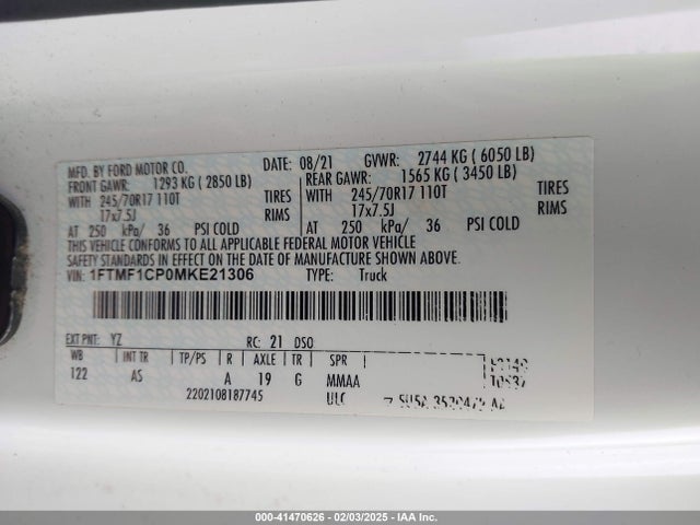 Ford F-150 Xl 2021 1FTMF1CP0MKE21306 Image 9