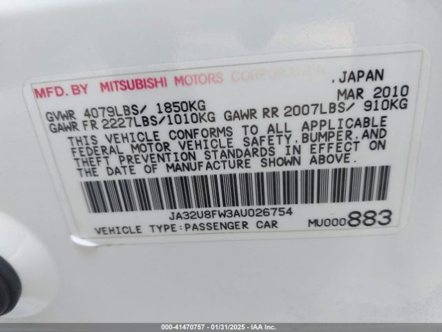 2010 MITSUBISHI LANCER JA32U8FW3AU026754 Photo 8