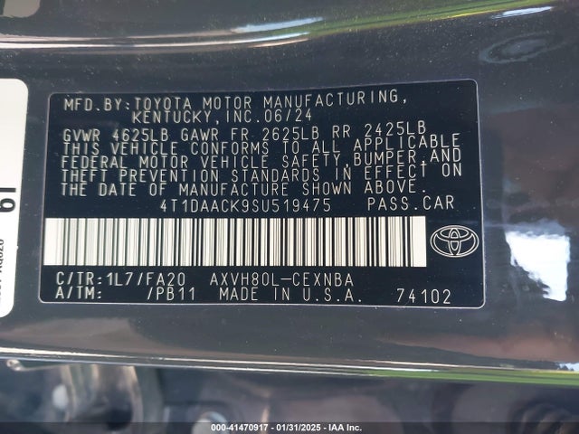 Toyota CAMRY LE 2025 4T1DAACK9SU519475 Image 9