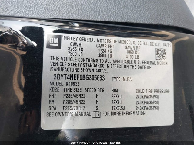 2011 CADILLAC ESCALADE EXT 3GYT4NEF0BG305633 Photo 8