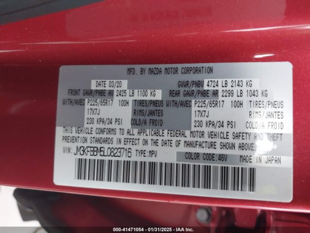 JM3KFBBM5L0823716 Mazda CX-5 SPORT