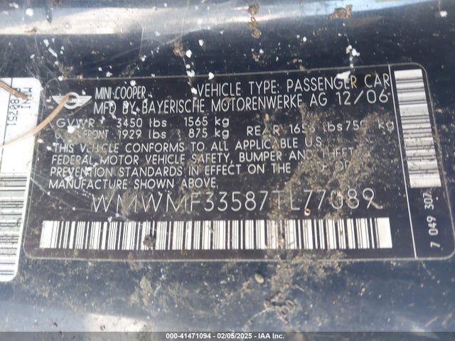 2007 MINI COOPER WMWMF33587TL77089 Photo 8