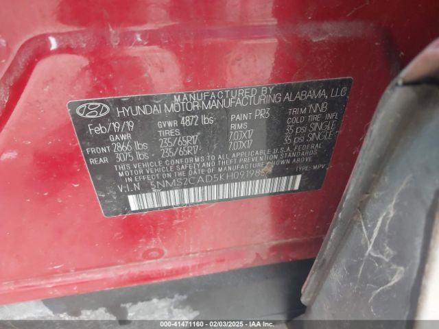 5NMS2CAD5KH091985 Hyundai Santa Fe Se