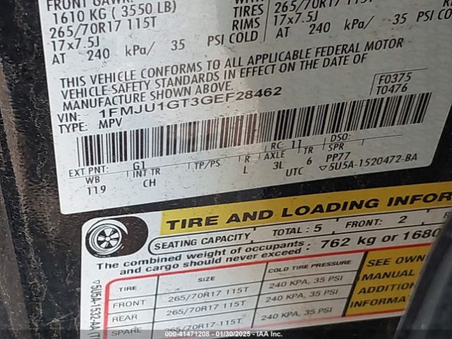 1FMJU1GT3GEF28462 Ford Expedition Xl