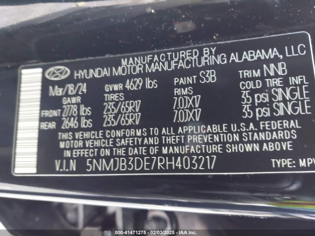 5NMJB3DE7RH403217 Hyundai TUCSON SEL