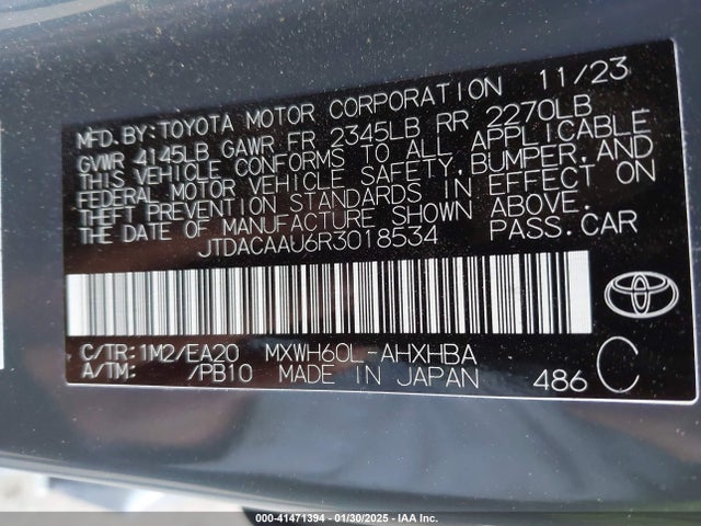 JTDACAAU6R3018534 Toyota Prius Limited