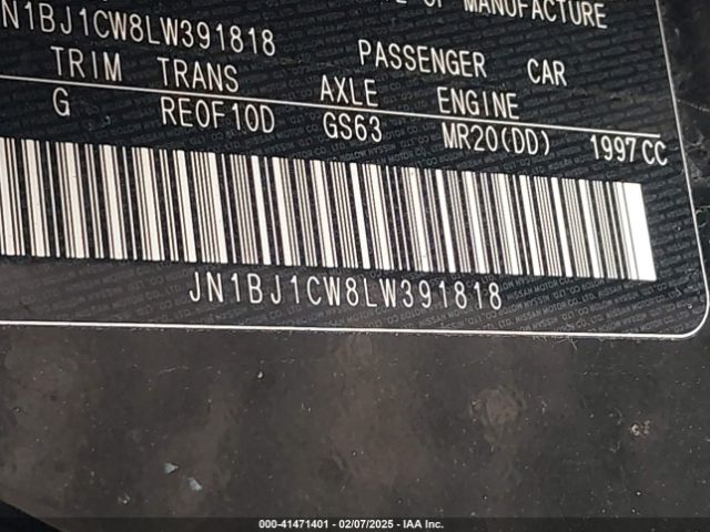 JN1BJ1CW8LW391818 Nissan Rogue Sport Sv Awd Xtronic Cvt