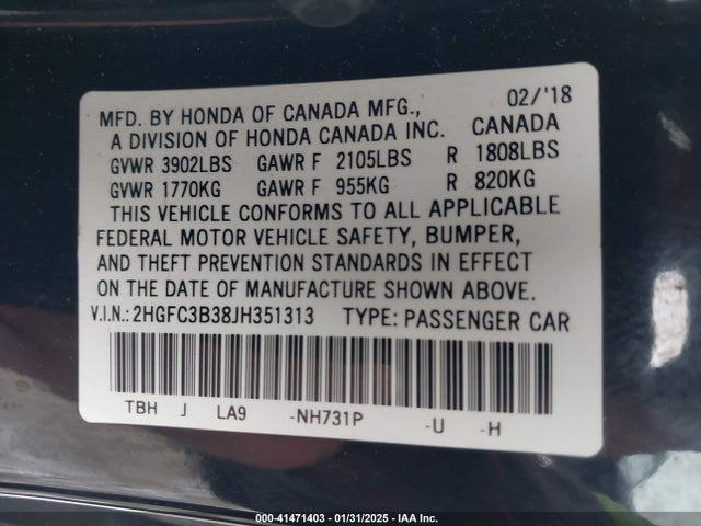 Honda Civic Ex-t 2018 2HGFC3B38JH351313 Image 9