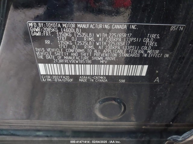 Toyota Rav4 Xle 2014 2T3RFREV9EW185196 Image 9