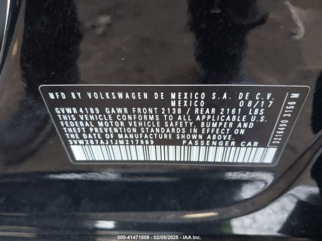 3VW2B7AJ1JM217989 Volkswagen Jetta 1.4t S