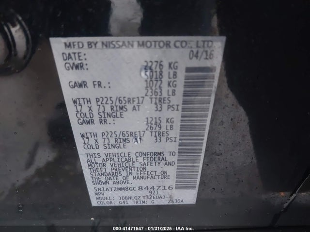 5N1AT2MM8GC844716 Nissan ROGUE SV
