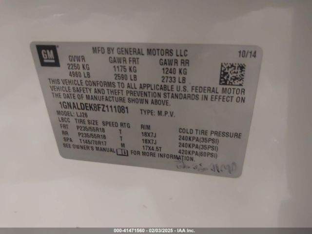 1GNALDEK8FZ111081 Chevrolet Equinox Ltz