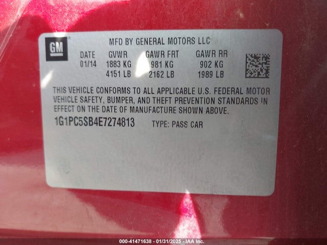 Chevrolet Cruze 1lt Auto 2014 1G1PC5SB4E7274813 Image 9