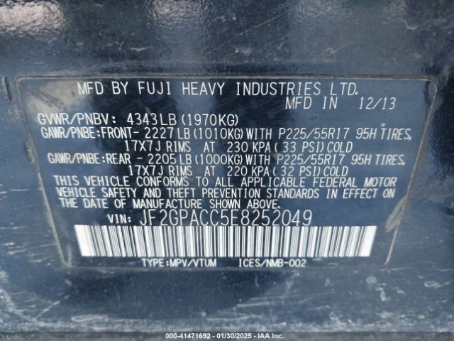 JF2GPACC5E8252049 Subaru Xv Crosstrek 2.0i Premium