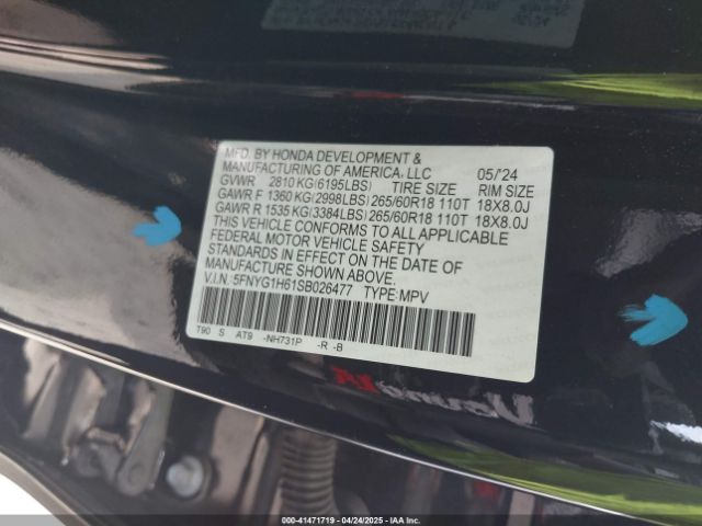 5FNYG1H61SB026477 Honda Pilot Trailsport