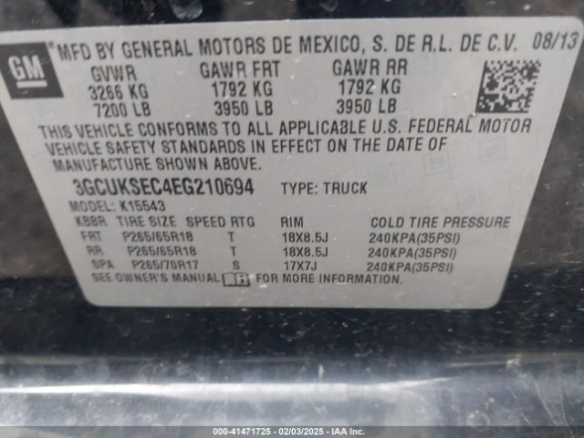 3GCUKSEC4EG210694 Chevrolet Silverado 1500 2lz