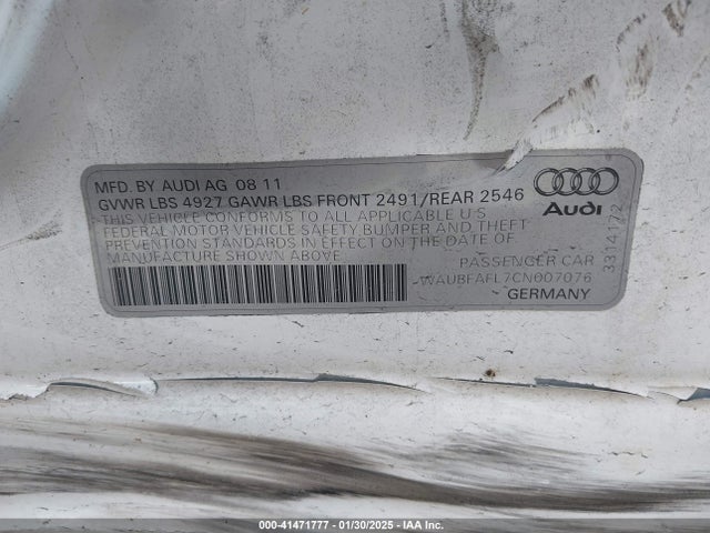 2012 AUDI A4 WAUBFAFL7CN007076 Photo 8