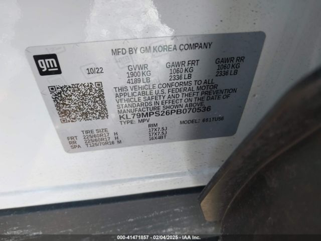 KL79MPS26PB070536 Chevrolet Trailblazer Fwd Lt