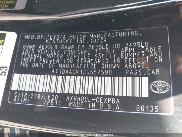4T1DAACK1SU557590 Toyota CAMRY XSE