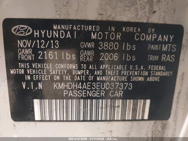 Hyundai ELANTRA SE 2014 KMHDH4AE3EU037373 Image 9