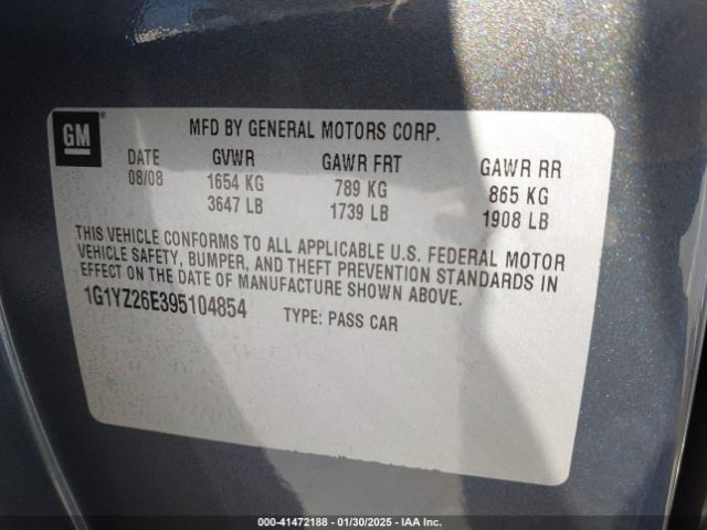 2009 CHEVROLET CORVETTE 1G1YZ26E395104854 Photo 8