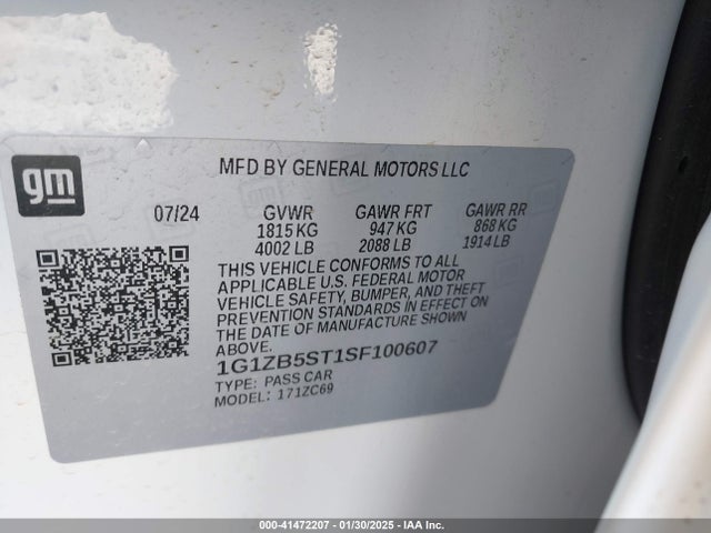 1G1ZB5ST1SF100607 Chevrolet Malibu Fwd Ls