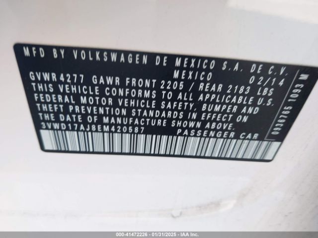 3VWD17AJ8EM420587 Volkswagen Jetta 1.8t Se