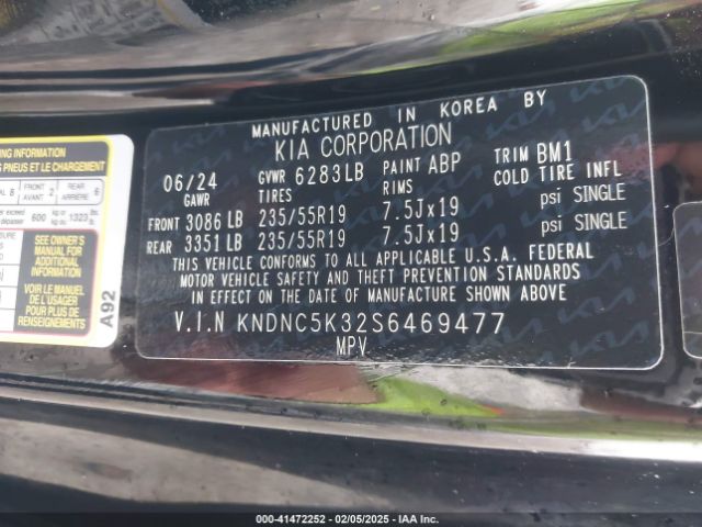 KNDNC5K32S6469477 KIA Carnival Mpv Ex