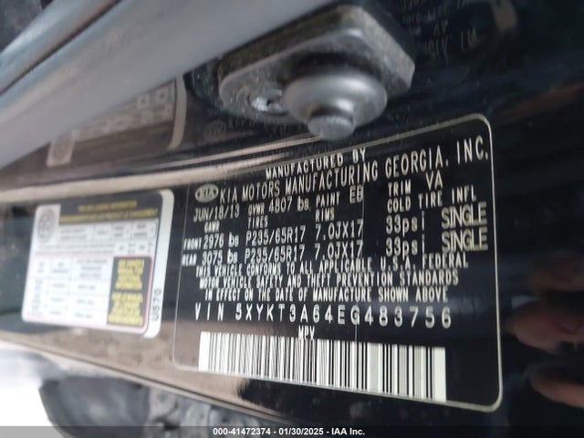 5XYKT3A64EG483756 KIA SORENTO LX