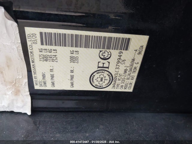 Nissan Maxima Sl Xtronic Cvt 2020 1N4AA6DV3LC379949 Image 9