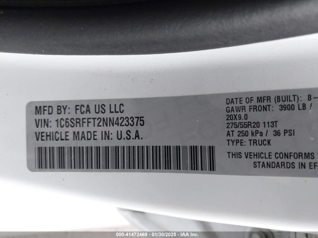 RAM 1500 Big Horn  4x4 5'7 Box 2022 1C6SRFFT2NN423375 Image 9