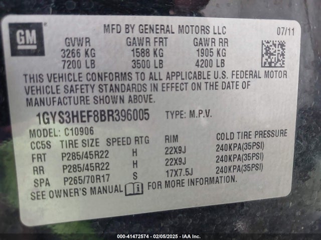 2011 CADILLAC ESCALADE ESV 1GYS3HEF8BR396005 Photo 8