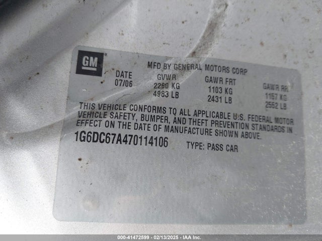 2007 CADILLAC STS 1G6DC67A470114106 Photo 8