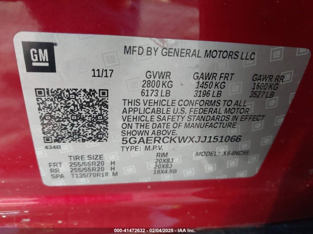 Aukcja sprzedaży 2018 Buick Enclave Premium, vin: 5GAERCKWXJJ151066, numer aukcji: 41472632