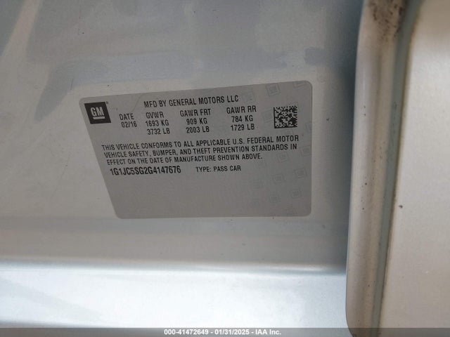 Chevrolet Sonic Lt Auto 2016 1G1JC5SG2G4147676 Image 9