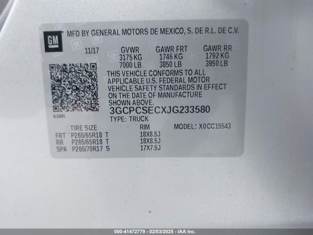 Chevrolet Silverado 1500 1lz 2018 3GCPCSECXJG233580 Image 9
