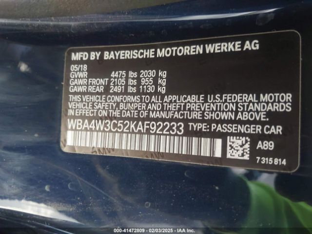 WBA4W3C52KAF92233 BMW 430I