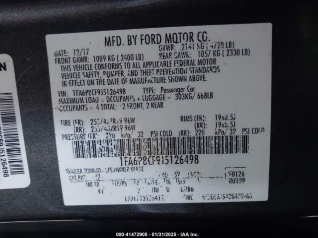 1FA6P8CF9J5126498 Ford Mustang Gt Premium