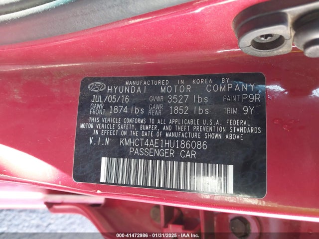 Hyundai ACCENT SE 2017 KMHCT4AE1HU186086 Image 9