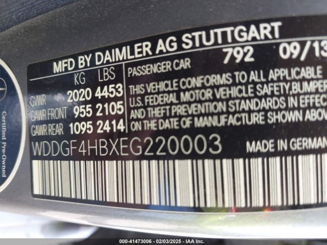 WDDGF4HBXEG220003 Mercedes-Benz C 250 Luxury/sport